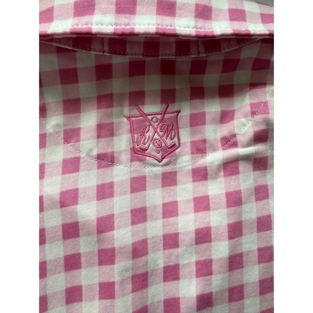 Polo Golf Ralph Lauren Shirt Women Medium Pink Gingham Sleeveless Tailored Fit